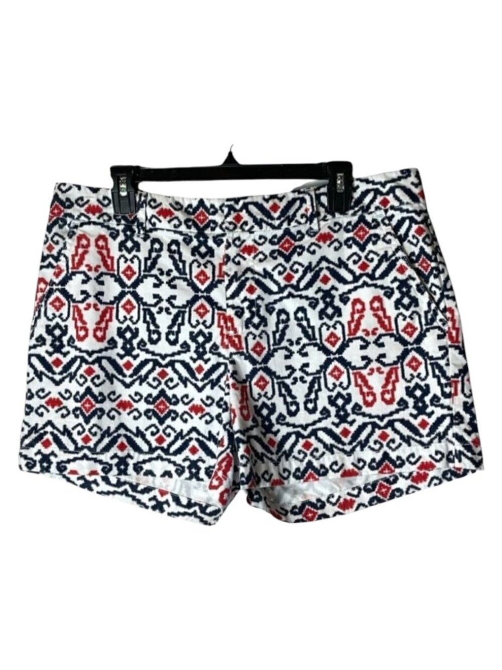 Tommy Hilfiger Red White And Blue Aztec Print Cotton‎ Mid Rise Shorts Size 12
